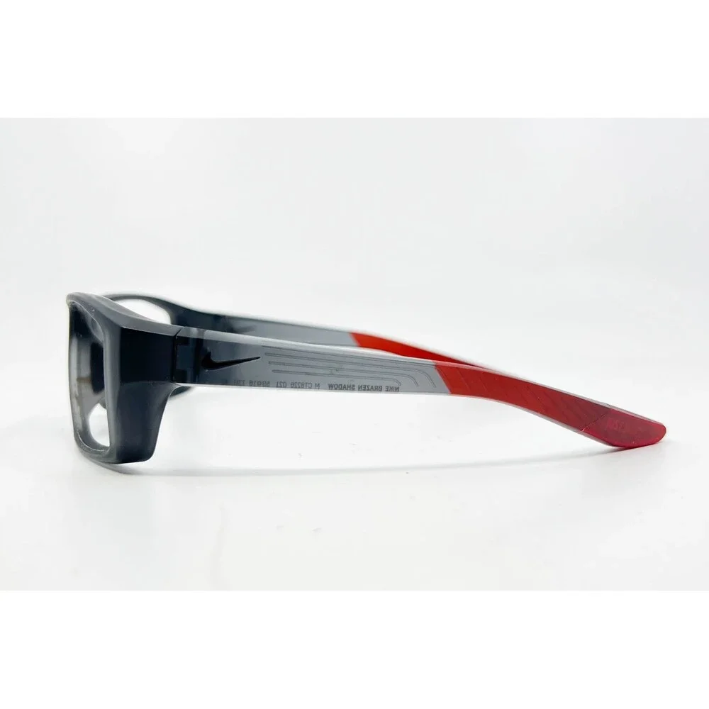 Nike Eyeglasses Frames Mens Black Red Rectangular 54-18-140